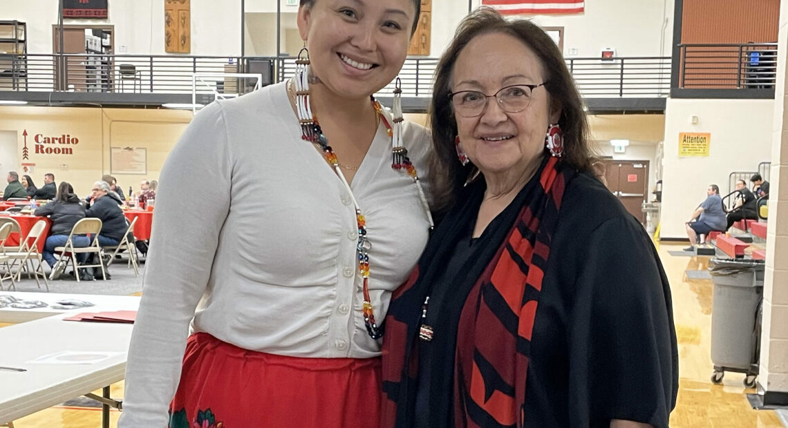 Chay Squally and Sarah Colleen Sotomish at the Nisqually Indian Tribal Summit on May 4. Photo courtesy of Debbie Preston.