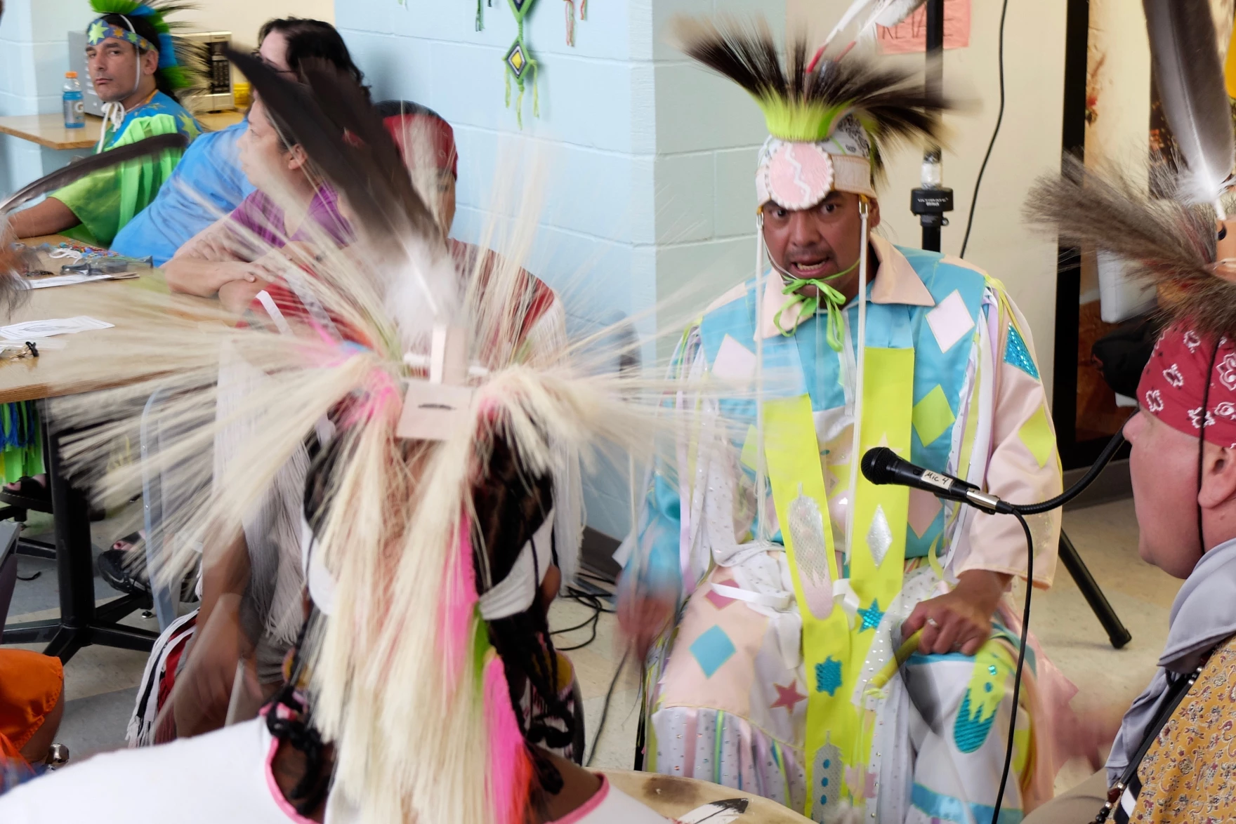 Travis ComesLast, center right, is known as a community leader, working with other incarcerated Indigenous men to stay connected with their culture