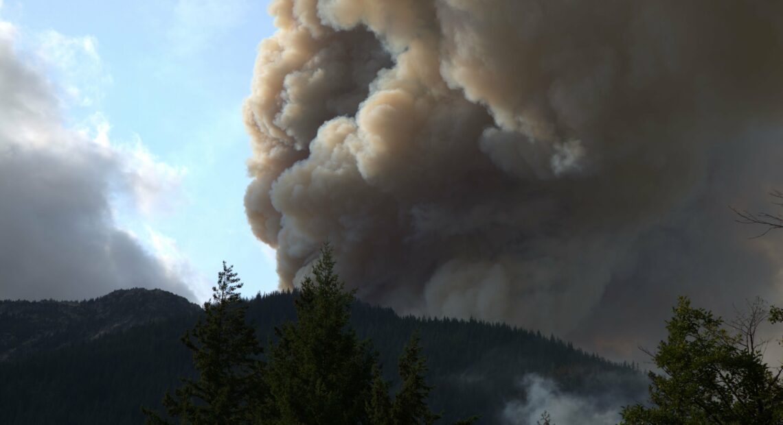 The Sourdough Fire has consumed 1,710 acres of forest since starting July 29. // CREDIT: Washington State Department of Transportation North on Twitter.