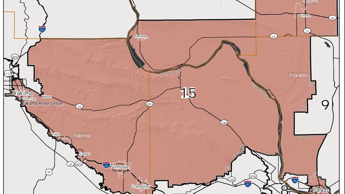 Legislative District 15 map by the WA Redistricting Commission in 2021.