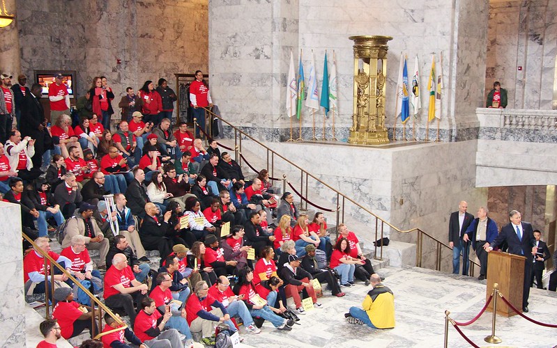 Gov. Jay Inslee spoke at the AIDS Action & Awareness Day rally in Olympia on March 15, 2013. (Credit: Gov. Jay Inslee / Flickr)