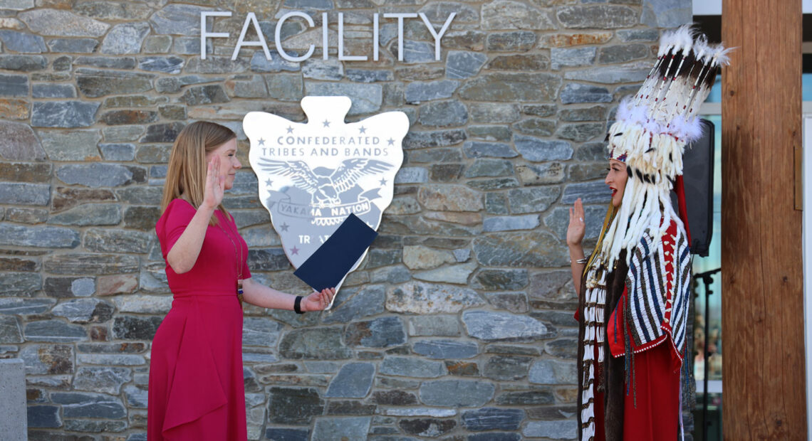 United States Attorney Vanessa R. Waldref administered the oath of office to Assistant United States Attorney Bree R. Black Horse. (Courtesy of U.S. Attorney’s Office, Eastern District of Washington)