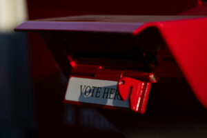 A ballot drop box is seen during voting in the Washington primary on Tuesday, Aug. 6, 2024, in Vancouver, Wash. (Credit: AP Photo/Jenny Kane)