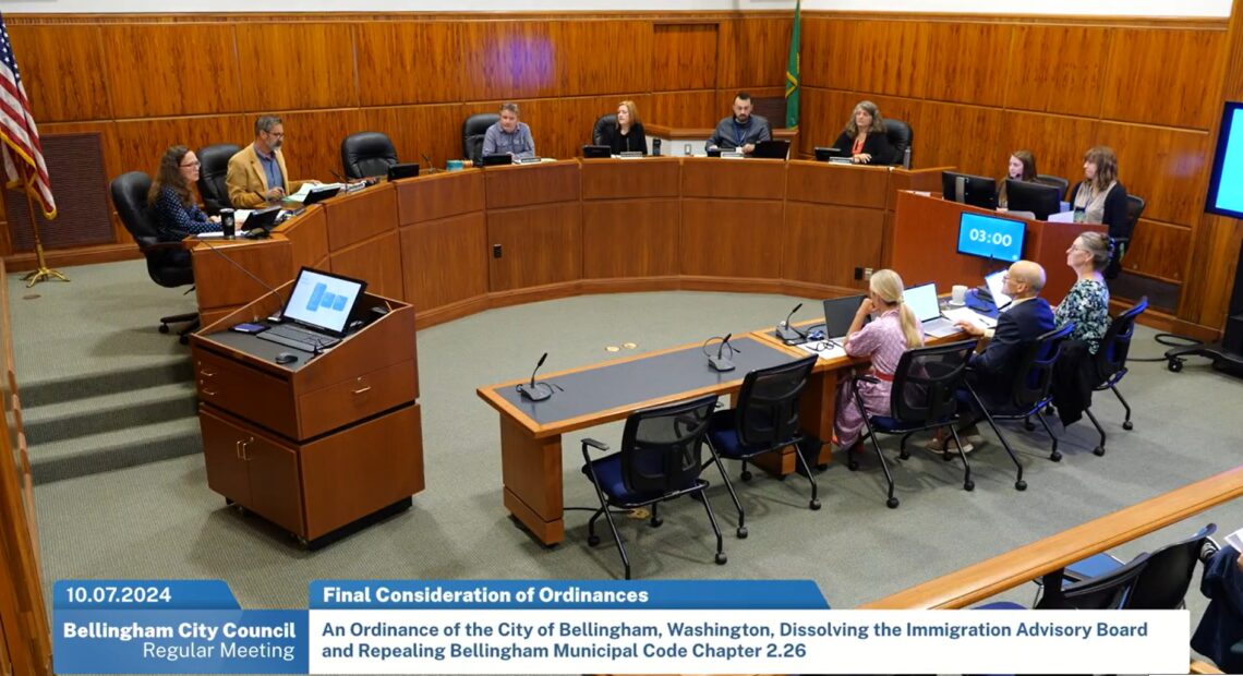 A screenshot of the Bellingham City Council meeting.