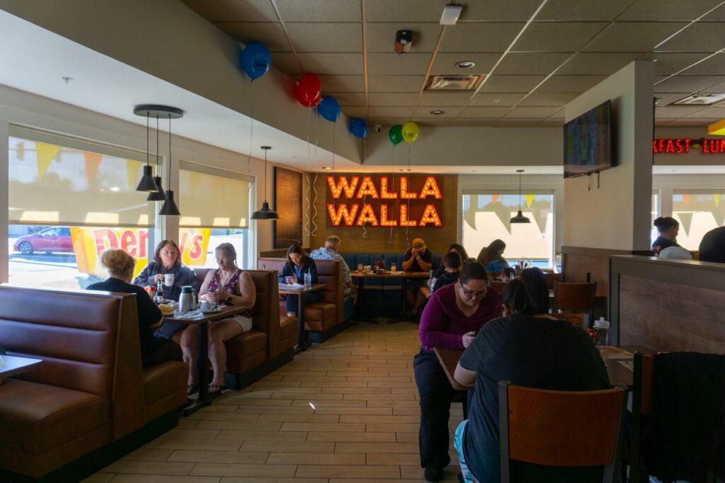 Inside of a diner.