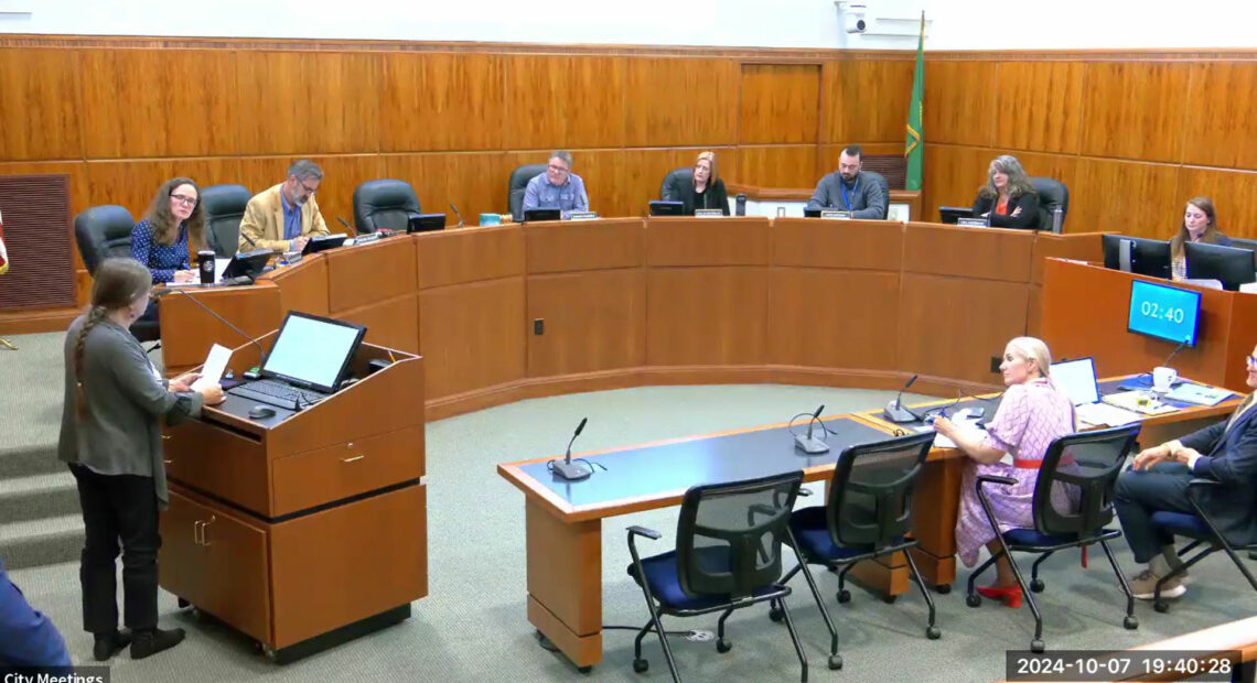 Community members address Bellingham City Council members during public comments on Oct. 7. Credit YouTube Screenshot.